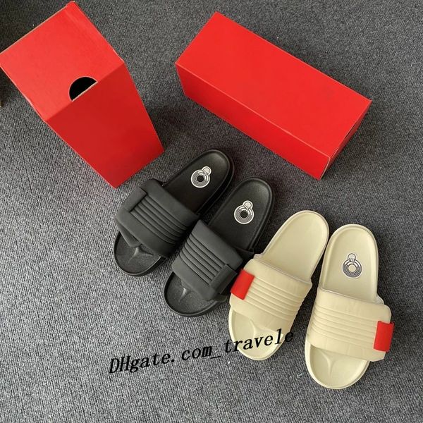 

2023 men designer slipper fashion sand slides slip on slippers women canvas covered platform offcourts adijusts sandals and dust bags sneake, Black
