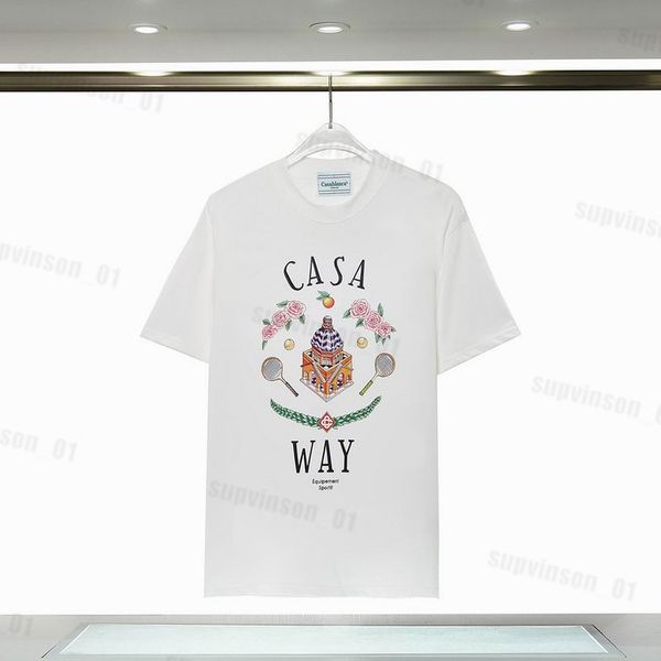 

mens designer t shirt casablancas shirt man womens tshirts with letters print short sleeves summer casablanc t-shirts men loose tees s-3xl 1, White;black