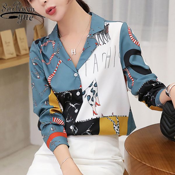 

women's blouses shirts chiffon long sleeve button office lady womens and blouses ladies blouse shirts blusas v-neck printing 5995 50, White