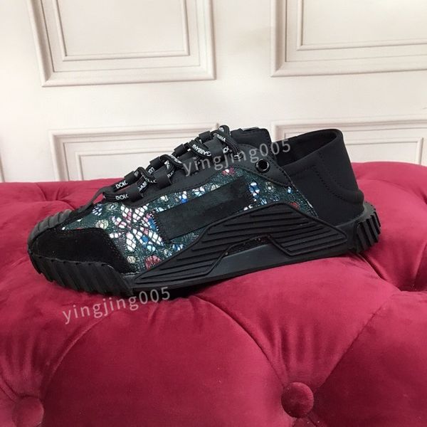 

new designer quality sneakers women shoes print check trainer platform trainers striped sneaker suede shoes, Black