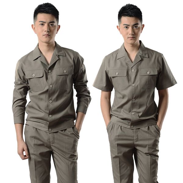 

men's suits & blazers summer thin work clothes jacket pants set factory workshop wear-resistant human-machine repair labor protection d, White;black