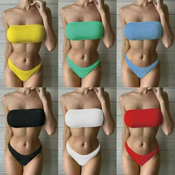 

solid 2022 new snake cloth bra high waist bikini swimwear for women