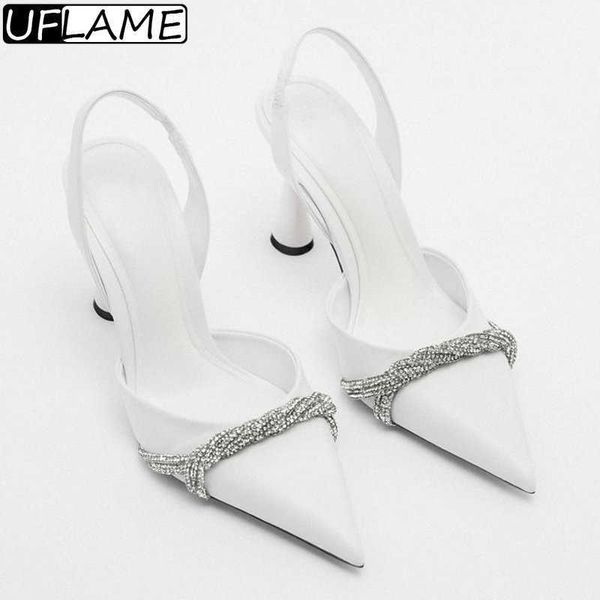 

sandals uflame elegant women rhinestone heeled heels woman pumps spring summer wedding bride glitter stiletto high heels office shoes j23042, Black