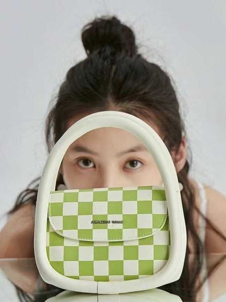 

amazingosong checkerboard european bag small design fashion soft cowhide oblique straddle handbag