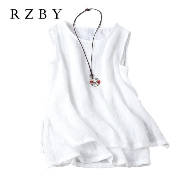 

tanks women 2021 summer new arts style sleeveless tank cotton linen casual solid classic femme vintage clothing rzby473, Black;white