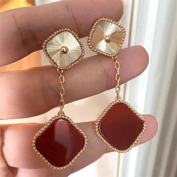 

clover dangle earrings designer for woman fashion brand mother-of-pearl earrings girl ear studs wedding gift designer jewelry accessories dh, Silver