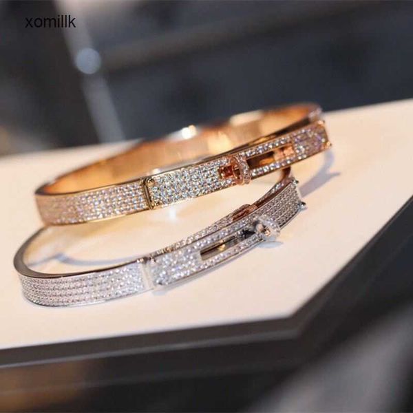 

hermm gift bracelets new cdc full diamond rose gold h home swivel buckle pure silver sky star women s fashion, Black