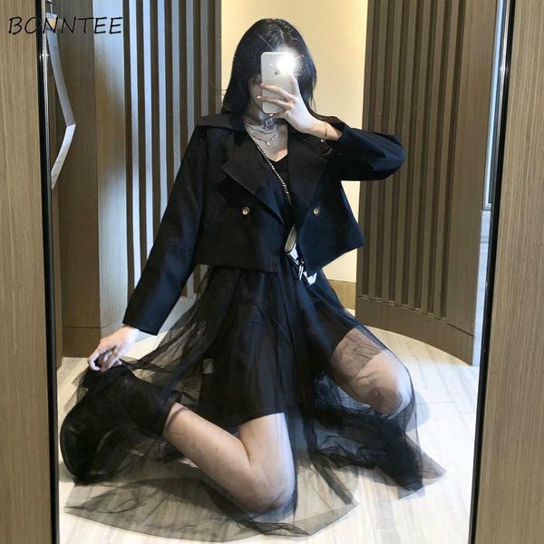 

pants women short blazers long sleeve black single button botched elegant ladies korean style fashion brand ulzzang autumn outwear, White