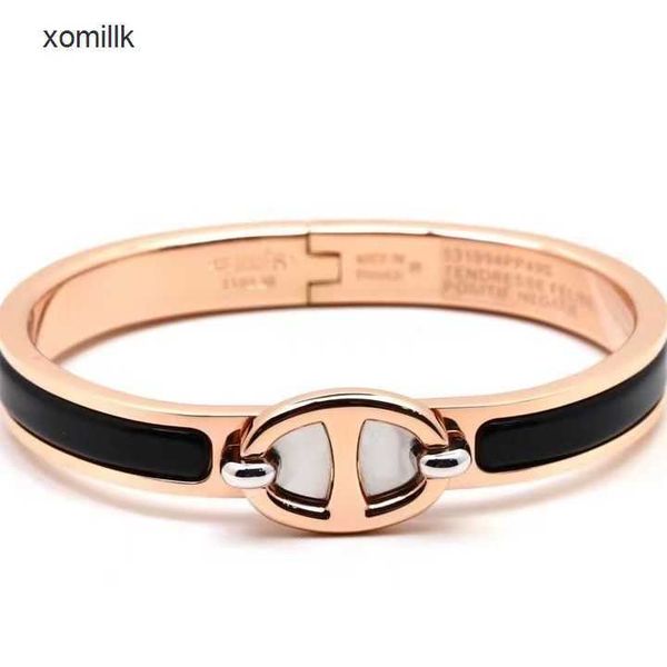 

hermm gift bracelets new pig nose brass gold plated high end premium synchronized fashion style luxury colorless, Black