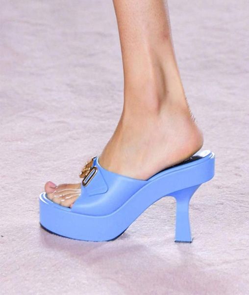 

summer new womens slippers thick high heel platform fashion sandals women shoes black rose red green blue size 44 womens shoes2435693