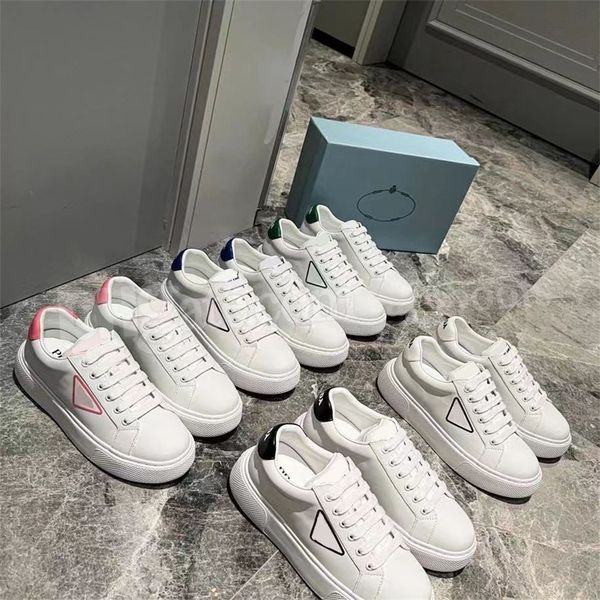 

r casual shoes men women flat bottom for comfort and breathability sneakers platform loafers classic trainers genuine leather triangle shoes, Black