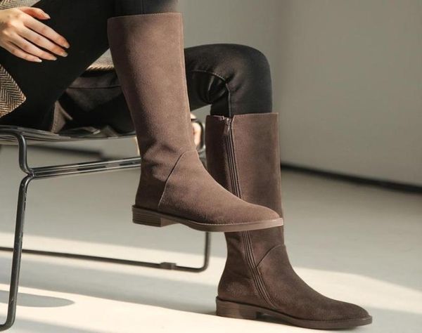 

boots women over knee zipper bootswomen round toe clogs platform autumn shoes overtheknee leather rubber 2021 med microfiber9823133, Black