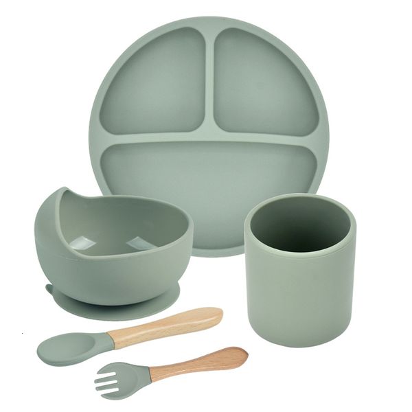 

cups dishes utensils 3/4/5pc silicone baby feeding set silicone bowl dining plate spoon fork dinnerware children dishes silicone tableware f
