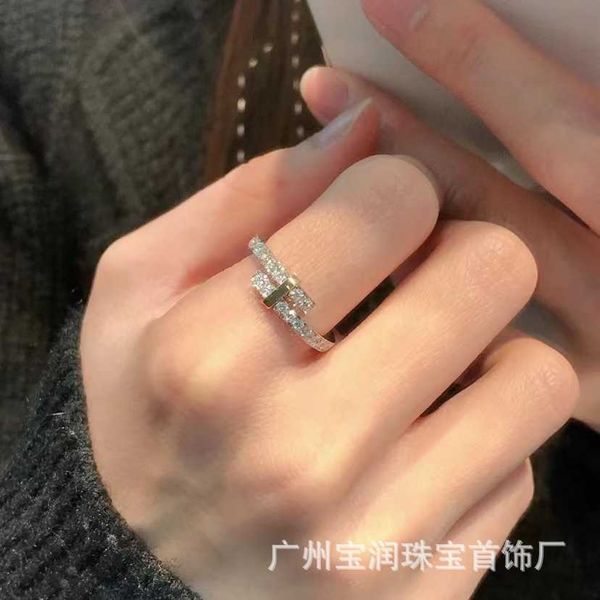 

high version tiffay edge ring surrounding s925 sterling silver full diamond advanced ins with packaging