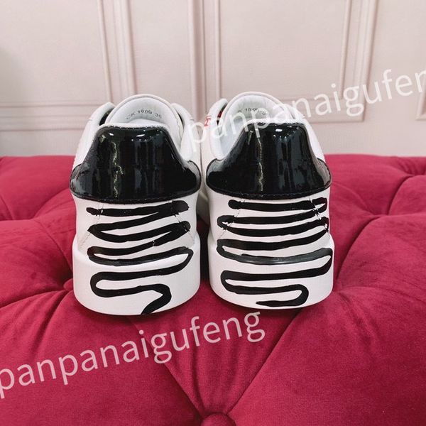 

2023 luxury designer casual shoes calf leather sneaker fashion lady white flat platform runners trainers for mens shoes sneakers, Black