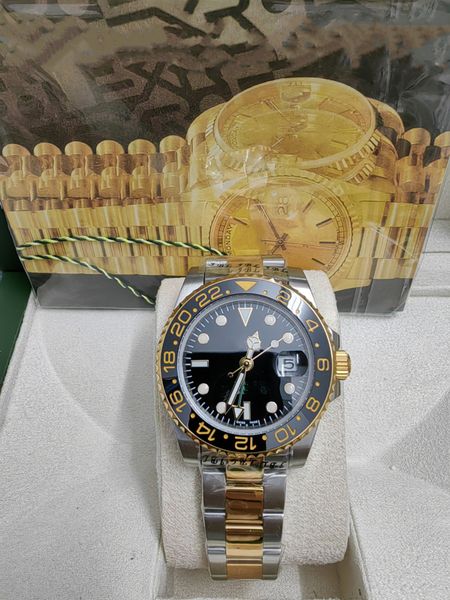 

new 2023 mens watches 40mm mechanical automatic watch ceramic bezel sapphire master sports watch glide buckle 2813 movement men wristwatch, Slivery;brown