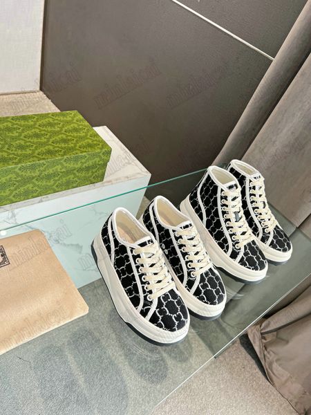 

women's canvas boots luxury italy interlocking g high sneaker 746768 designer tennis canvas platform casual shoes rubber sole lace up, Black