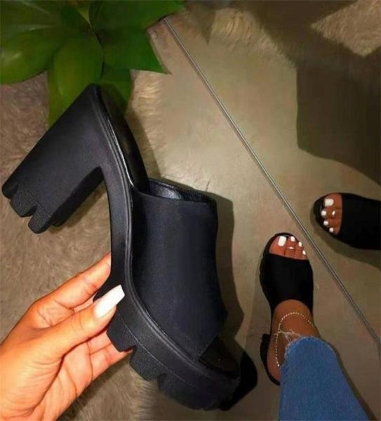 

slippers ladies high heel outdoor wild women sandals bare feet open toe women039s fashion party shoes6608669, Black