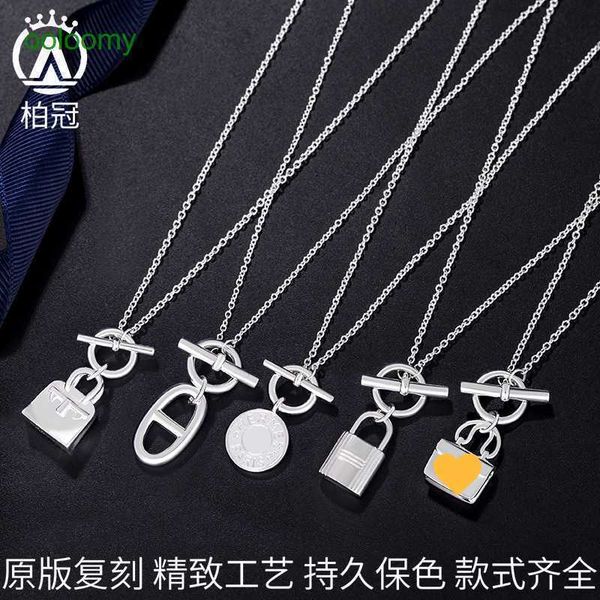 

hemres designer necklace high version letter pig nose necklace for women 925 sterling silver bag plain tassel ot buckle elegant and luxuriou, Black