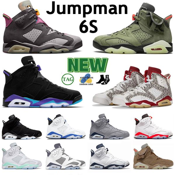 

wholesale new jmpman 6s aqua mens womens basketball shoe cactus jack hare black infrared black cat donda west metallic silver casual fashion