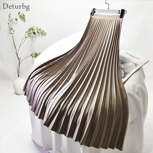

skirts 19 colors accordion pleated twill skirt chiffon liner women's elegant high waist side zipper long skirts fall winter sk635 23042, Black