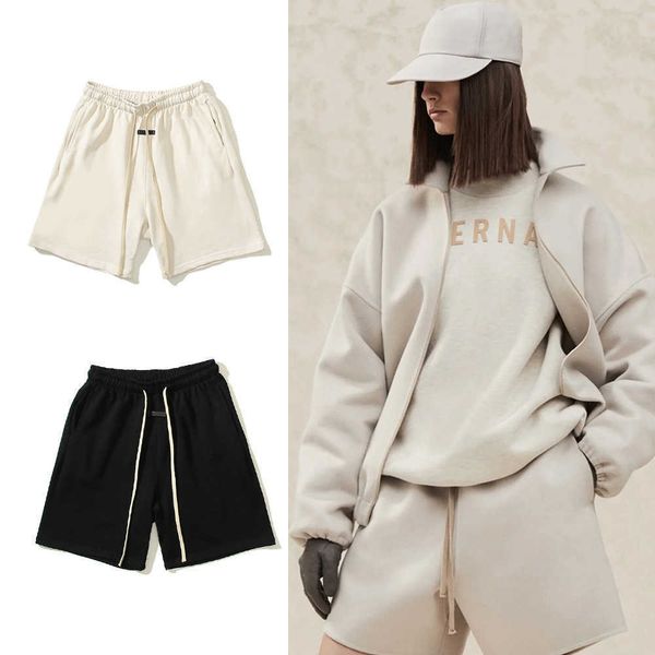 

6h1w women's and men's shorts new fashion high street brand ess spring/summer season 8 main line loose beach casual guards drawstr, White;black