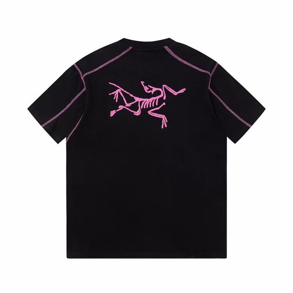 

summer mens t-shirts crewneck oversize letter printed shoulder pad short sleeve with back skeleton tee asian size, White;black