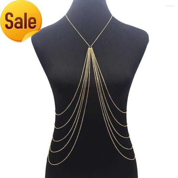 

chains long tassel body chain beach gold silver color disco party accessories bra cross jewellery for women