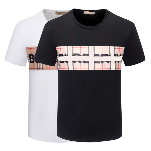 

fashion designer men's t-shirt black and white plaid stripe fashion casual 100% cotton anti-wrinkle slim letter printing large size - 3, White;black
