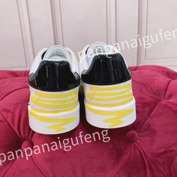 

new designer casual shoes calf leather sneaker fashion lady white flat platform runners trainers for mens shoes sneakers, Black