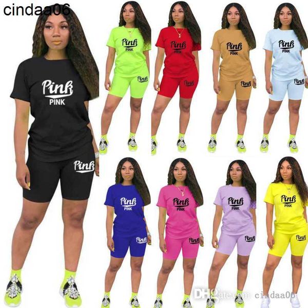 

2023 summer tracksuits for women designer clothing cotton 2 piece sets letter printed short sleeve t-shirt shorts suit, Gray
