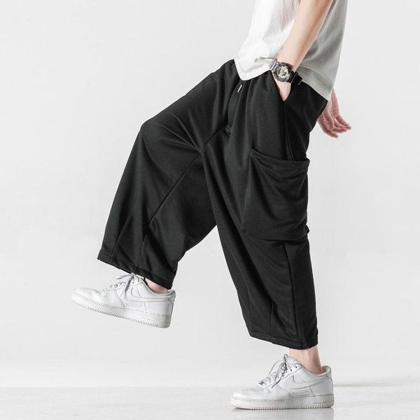

pants new mens harem pants solid color baggy man trousers harajuku style streetwear casual pants men big sizes pants male 2021 fashion, Black