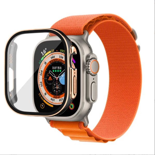 

size smartwatch 49mm For Apple watch Ultra 2 Series 9 iWatch marine strap smart watch sport watch wireless charin strap box Protective cover case Fast, Yellow