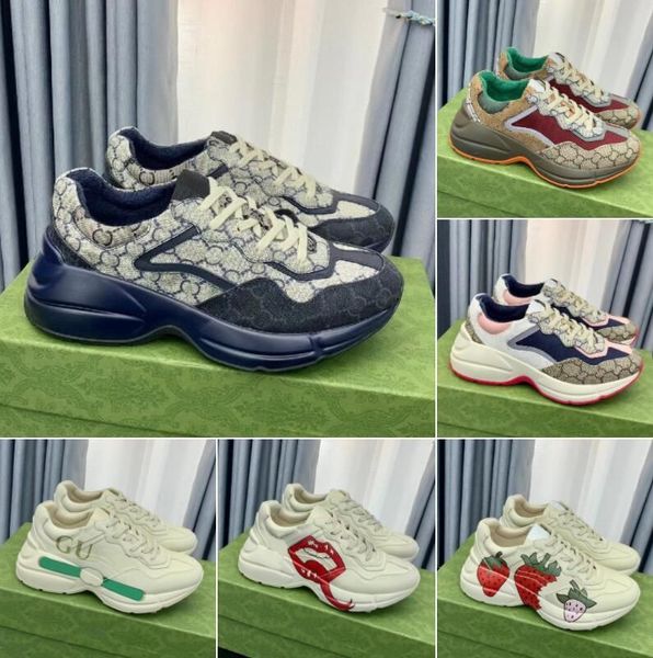 

rhyton sneakers designer shoes multicolor sneakers beige men trainers vintage luxury chaussures ladies casual leather shoes sneaker size 35-