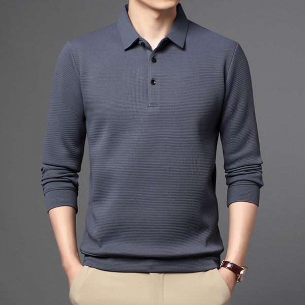 

men's polos brand shirt men long sleeve business casual mens clothes spring autumn solid male turn down collar tees 230428, White;black