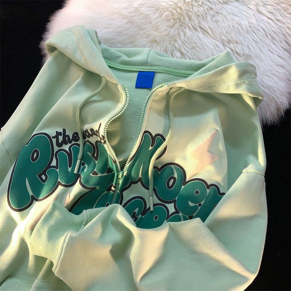 

women's hoodies sweatshirts zip-up sweatshirt harajuku y2k jacket korean style anime graffiti letter print autumn loose cotton hoodie w, Black