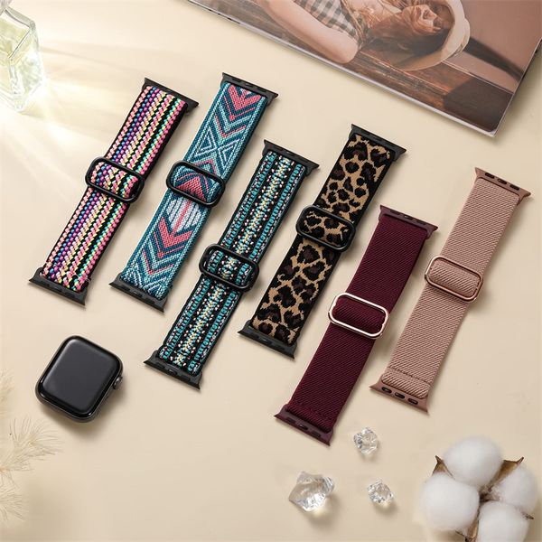 

bohemian nylon strap for apple watchband ultra series 8/7 49mm 45mm 44mm elastic shiny bracelet iwatch band 6 5 4 3 se, Black;brown
