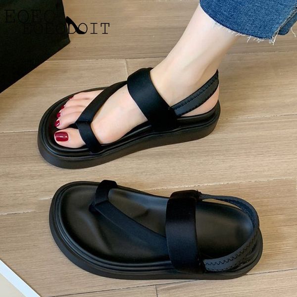 

sandals platform datar sepatu flip flop modis musim panas wanita dengan pantai roma hak untuk 230428, Black