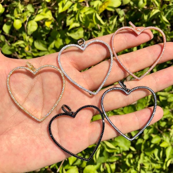 

charms 5 buah liontin berhiasan hati besar zirconia kubik mikro berlapis emas untuk perhiasan fashion aksesori gelang kalung buatan tangan 2, Bronze;silver