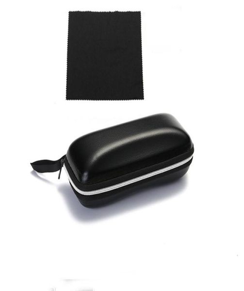 

black zipper hard shell glasses case kit with a cleaning cloth protective case for glasses and sunglasses for men or women5580236