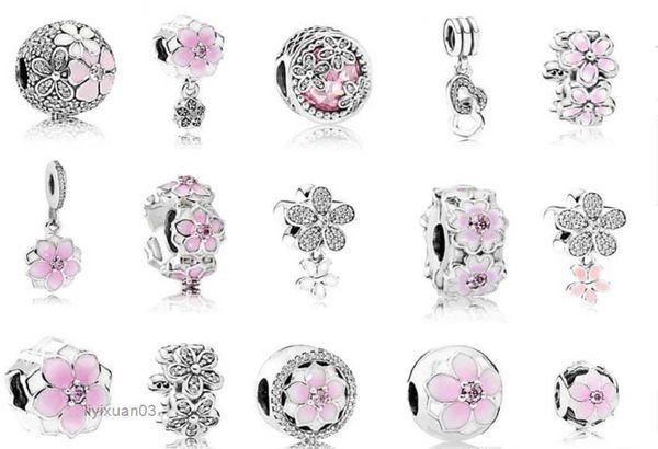 

pandorabeaded, strands fits pandora 925 sterling silver bracelet pink crystal dangle beads charms for charm chain fashion diy jewelry womenm, Black