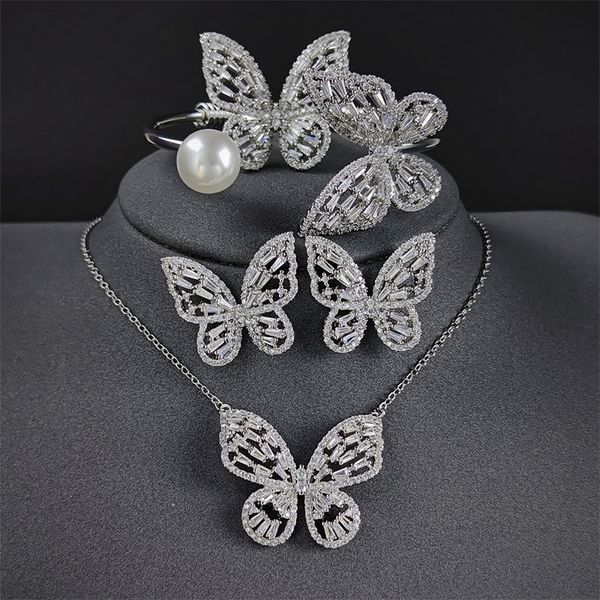 

wedding jewelry sets 4pcs pack luxury butterfly silver color bride dubai wedding for women lady anniversary gift jewelry bulk sell j7614 230, Slivery;golden