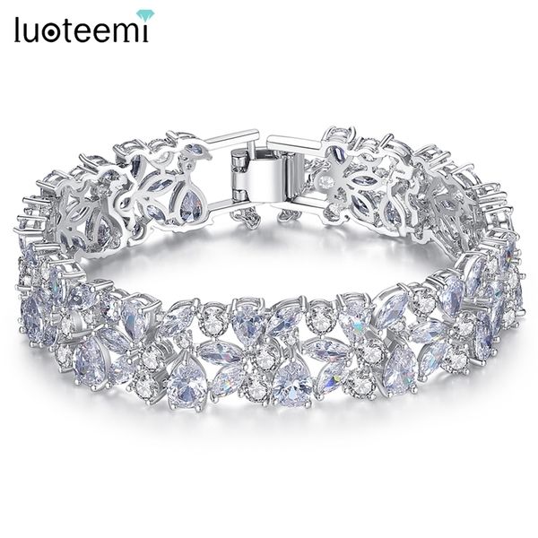 

beaded luoteemi gelang cz bundar kumpulan bunga mode baru untuk hadiah bijoux donna perhiasan pesta pertunangan pernikahan wanita 230427, Black