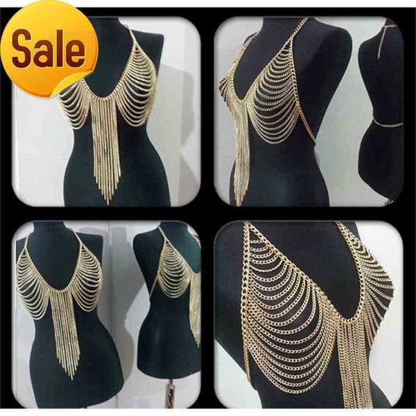 

fashion b669 women gold colour necklack body unique design bra chains jewelry 3 colors, Silver