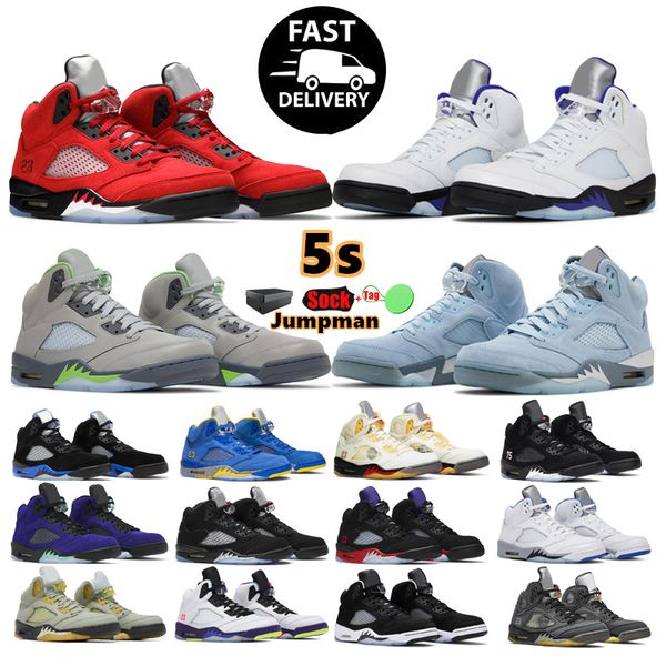 

2023 jumpman 5 5s mens basketball shoes concord off noir unc university alternate grape island green aqua fire red green bean easter sail me