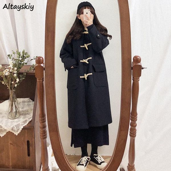 

fur wools women loose solid korean preppy style spring baggy allmatch long sleeve causal turn down collar fashionable outerwear ins, Black