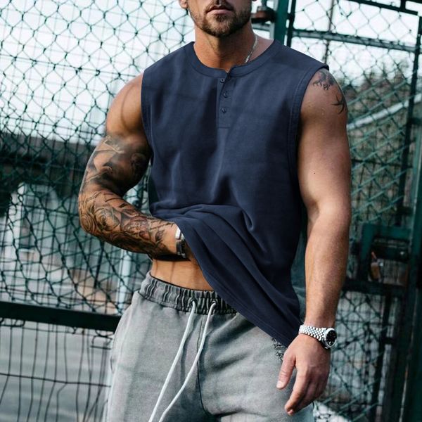 

men' tank fashion cotton sleeveless casual single piece gym bodybuilding 230427, White;black