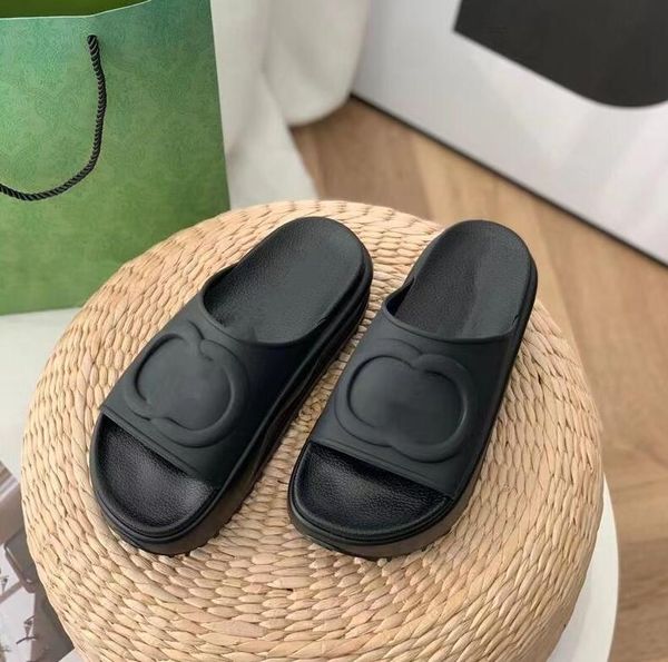 

designer slippers thick bottom platform soft comfortable rubber slide sandals women shoes black white pink g luxury flat flops size 36-41