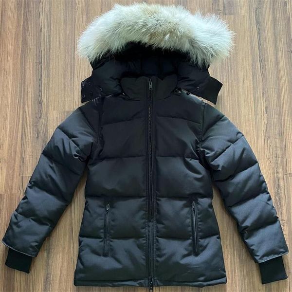 

winter women down jackets real coyote fur designer femme puffer outdoor windbreaker jassen veste outerwear hooded fourrure manteau down coat, Black