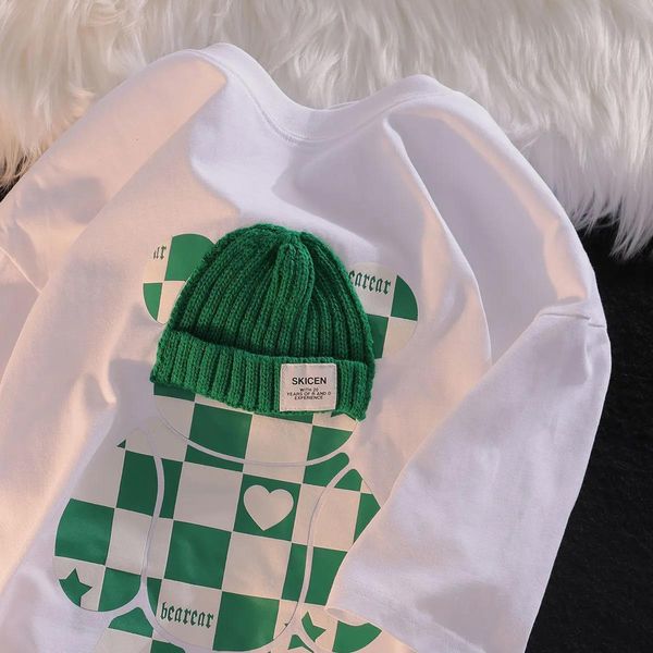 

women's tshirt design sense niche short sleeved female student korean version loose all match tshirt spring and summer couple 230427, White